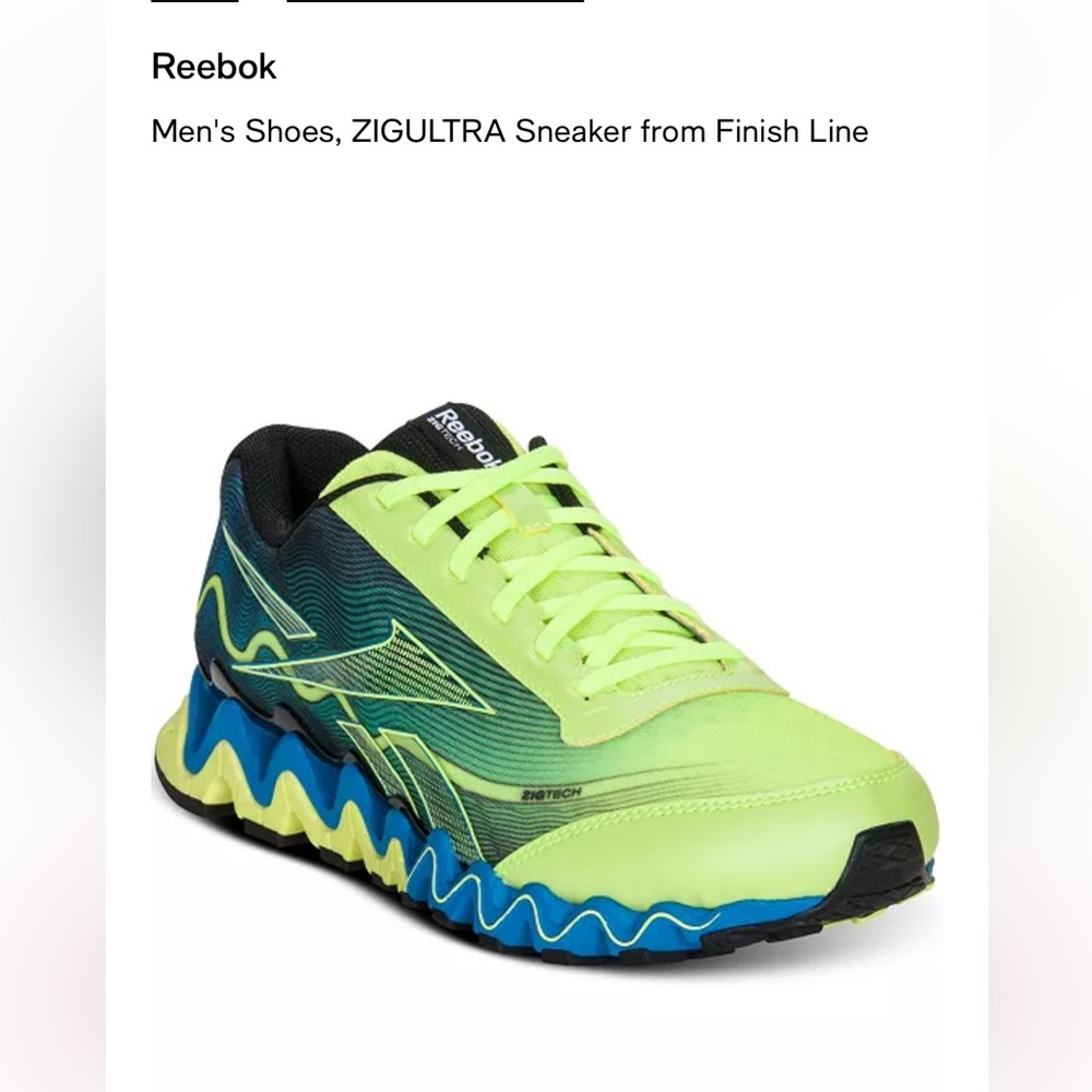 Reebok Blue and Yellow Athletic Shoes with Zigzag Midsole